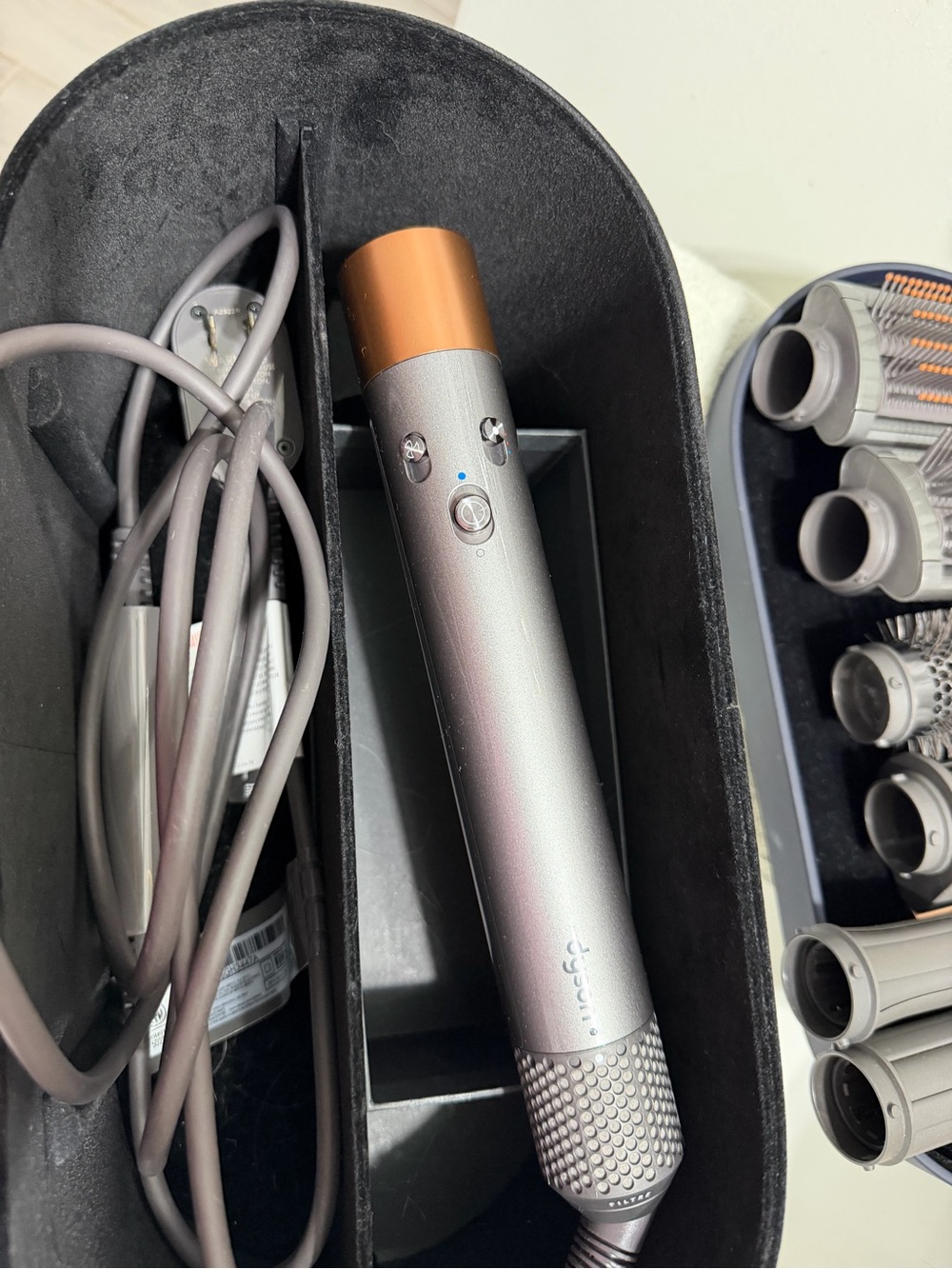 Dyson Airwrap Multi-Styler in Silver and Copper with Navy Case